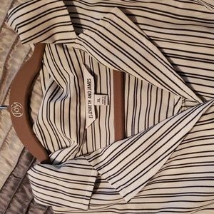 ELIZABETH AND JAMES XL DRESS. SHORT SLEEVE KNEE LENGTH. CREAM W/BLUE New no tags